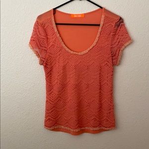 Pretty Coral Crochet Top